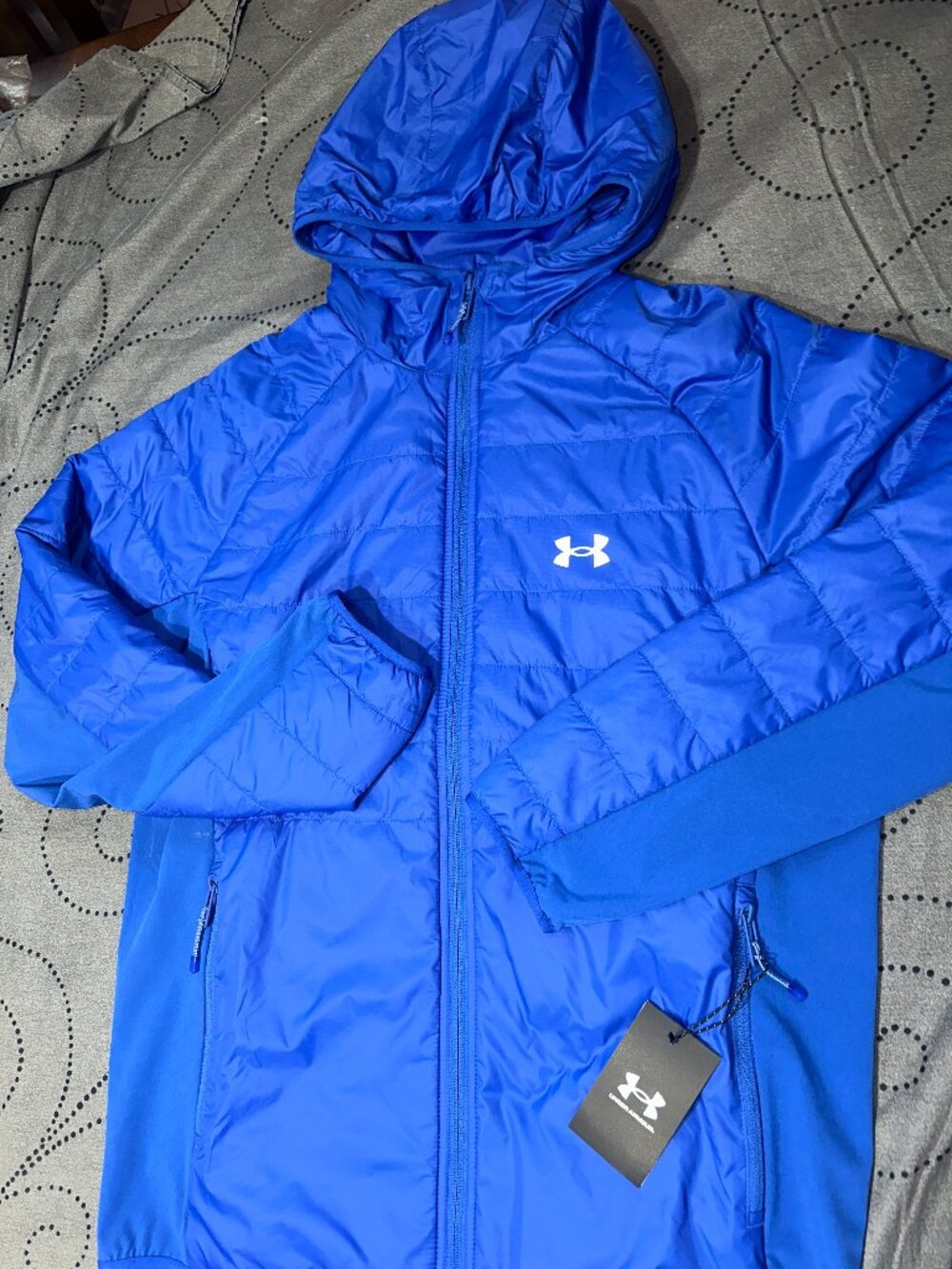 UNDER ARMOUR STORM ACTIVE HYBRID BLUE HOODIE JACKET SIZE 2XL XL L OR M MEN $180